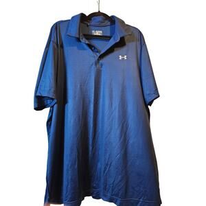 Under Armour HeatGear Polo Shirt Mens 2XL Blue Loose Golf Athletic